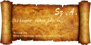 Szinger Adorján névjegykártya